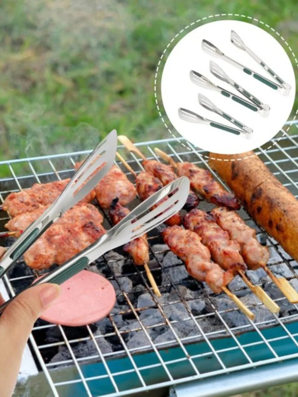 3x Stainless Steel Kitchen Tongs Food Serving Grill Multi Purpose Cooking Tongs